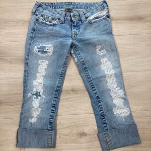 VTG True Religion Jean Capris Women’s sz 27 distressed Y2K